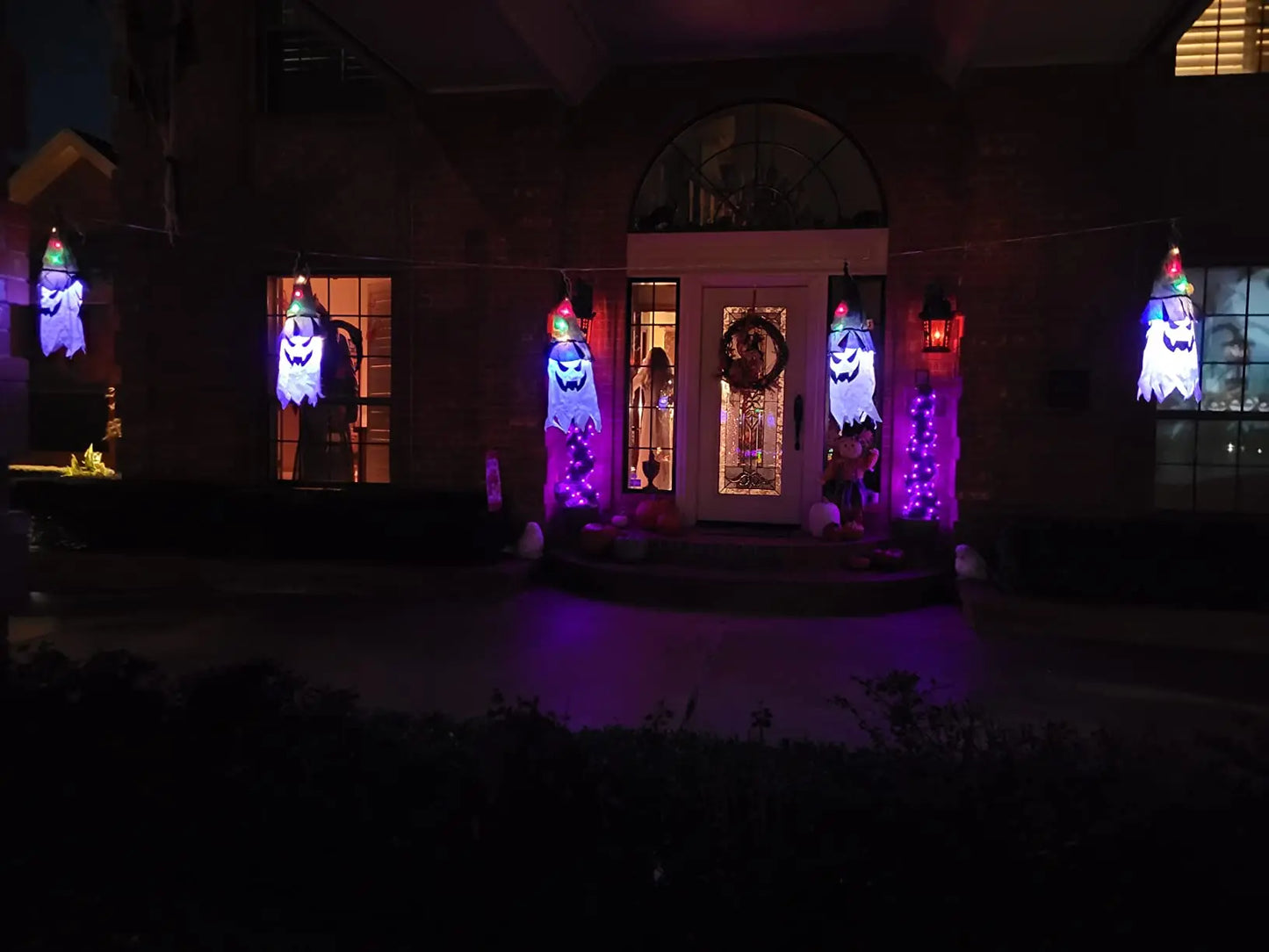 Halloween Courtyard Decorations LED Flashing Wizard Hat Lights Hanging Ghost Halloween Party Decorations Home Bars Horror Props