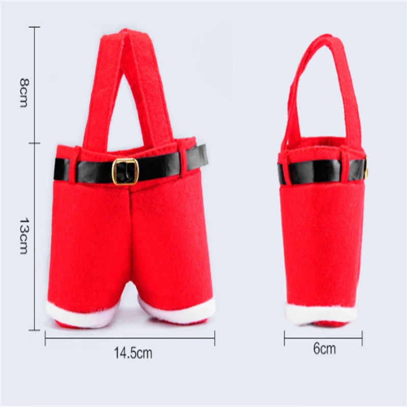 2026 Merry Christmas Gift Treat Candy Wine Bottle Holder Santa Claus Suspender Pants Trousers Decor Christmas Gift Bags Cute