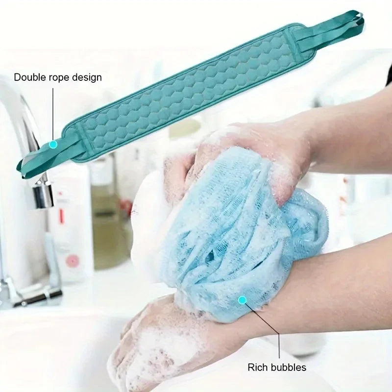 3-piece shower exfoliating set, shower ball, shower gloves, exfoliating shower towel, shower back cleaner