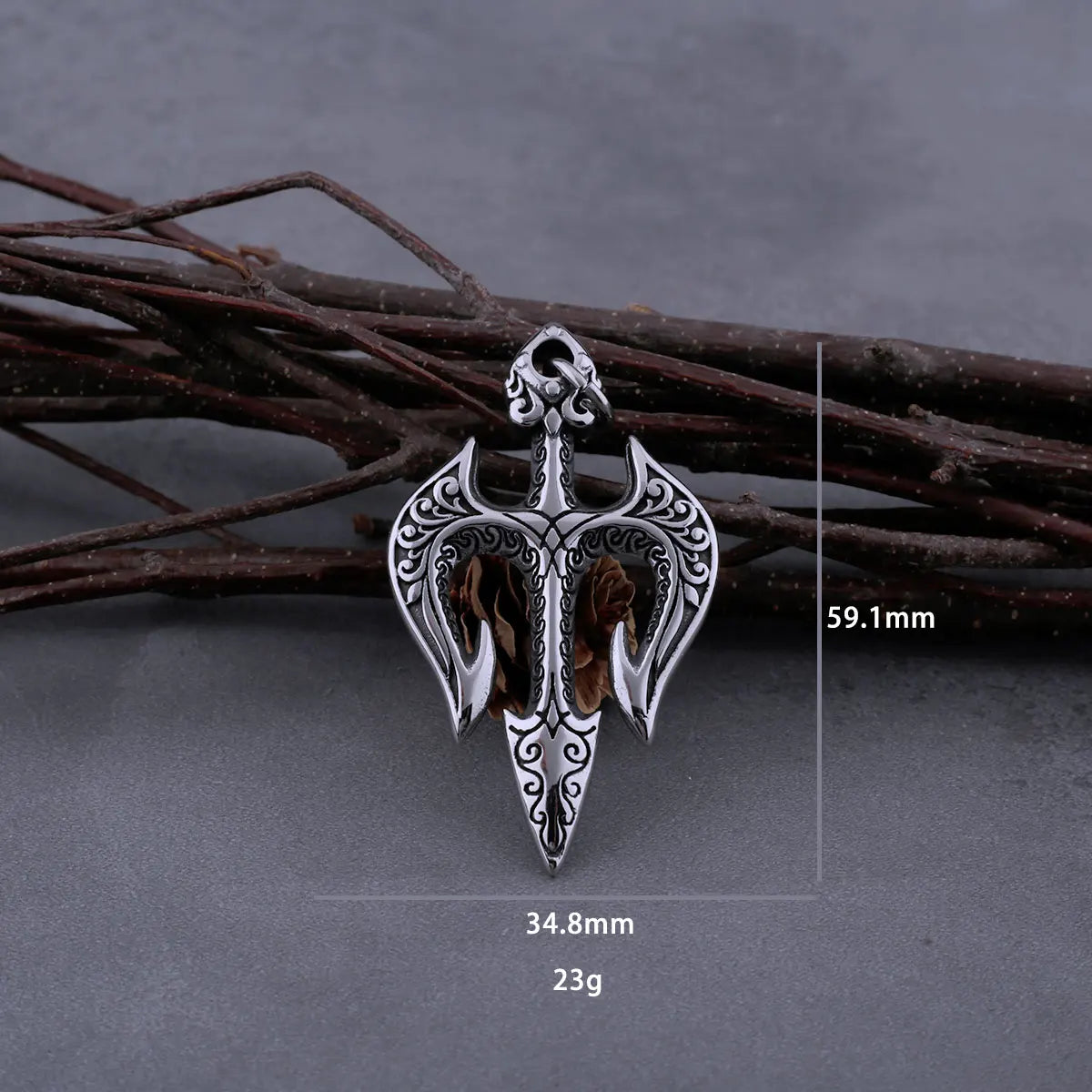 316L Stainless Steel Greek Mythology Poseidon Trident Necklace Fashion Retro Hip Hop Street Men and Women Amulet Pendant Jewelry