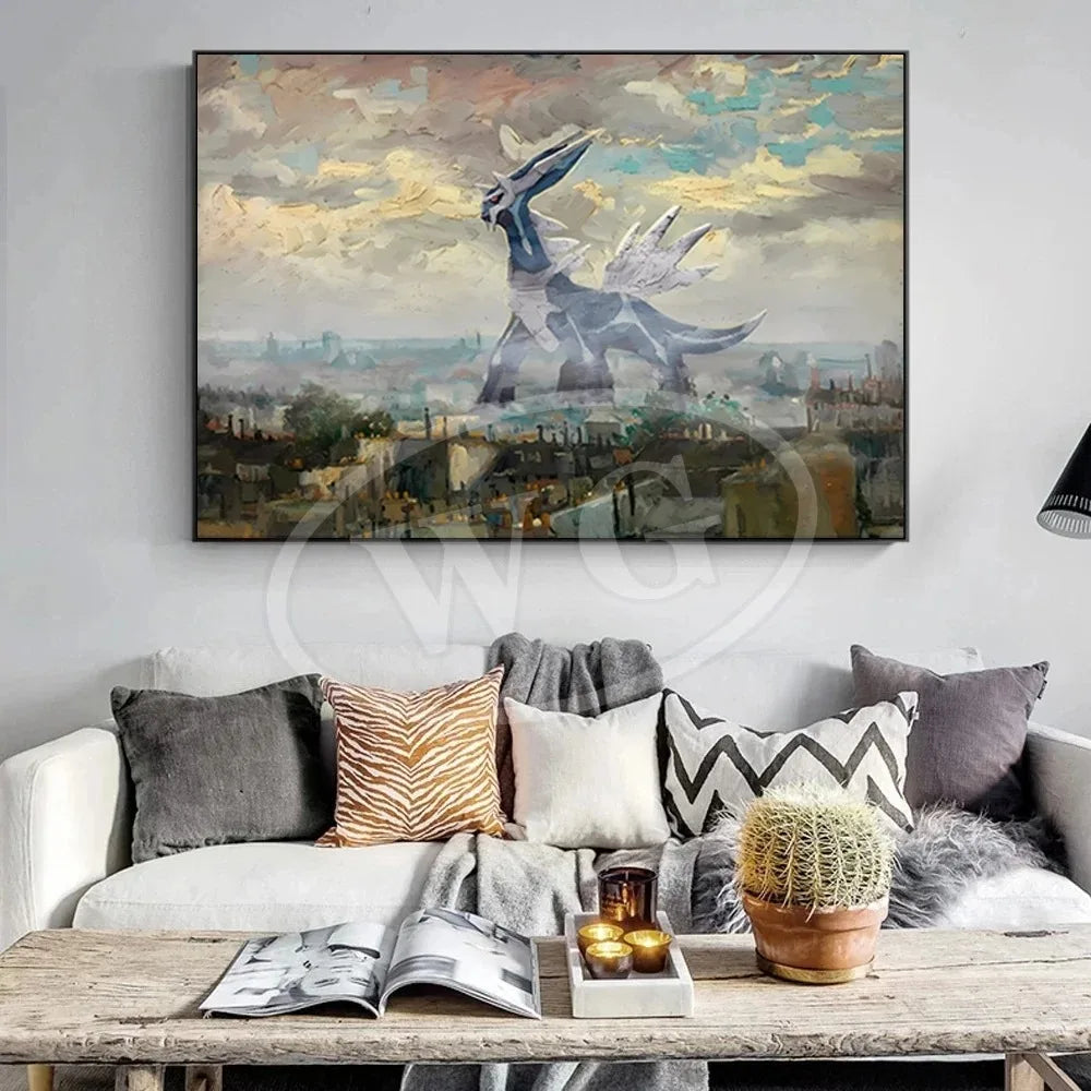 Van Gogh Museum Pocket Monster Anime Character Pikachu Canvas Painting Poster Living Room Bedroom Decoration Christmas Gift