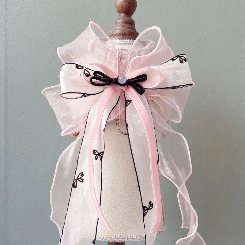 New Pet Cat Dog Traction Suit Fashion Luxury Flowers Bow lace Chest Back Traction Rope Advanced Flower Clothes Dog Walking Rope