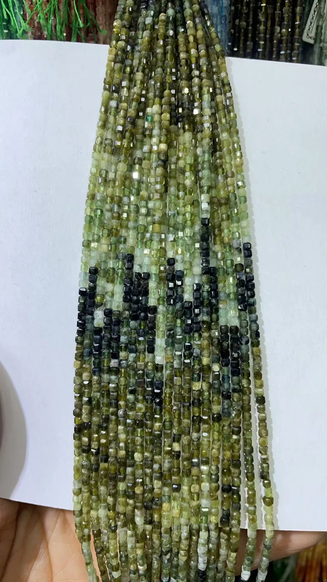 Natural Rainbow Tourmaline Cube Faceted 2.5X2.5mm Length38.5cm