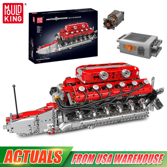 Mould King 10169 The Speed Car V12 Engine Building Block Technical Car Engine Toys Assembly Engine Brick Set Kids Christmas Gift