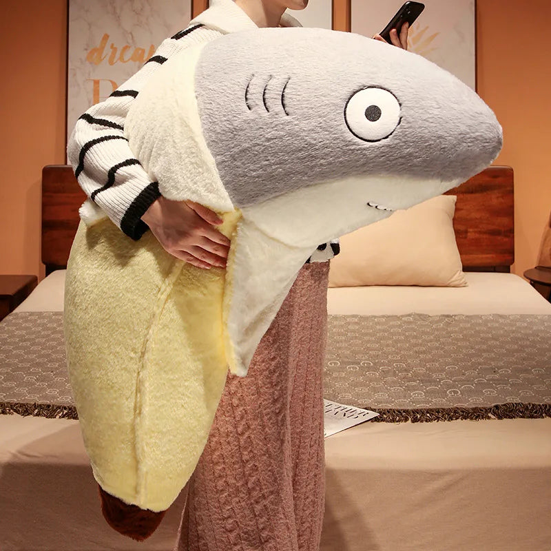 New Kawaii Transform Shark Banana Plush Toy Stuffed CuteShark Doll Animal Pillow Soft Cartoon Cushion Kid Christmas Gift