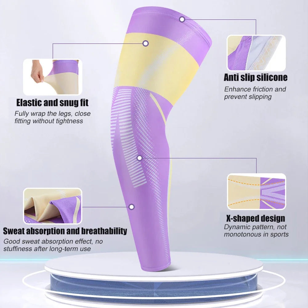 1PCS Sports Compression UV Long Leg Sleeves for Running Basketball Football Cycling and Other Sports for Men, Women, Youth
