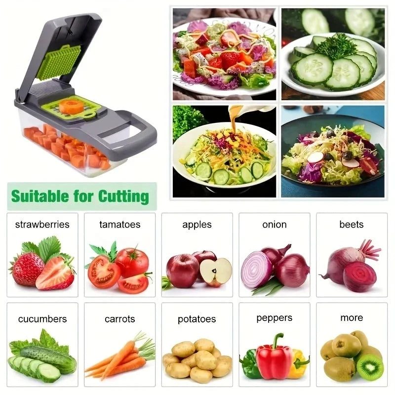Multifunctional Vegetable Chopper 14 In One Chopper Handle Food Grate Chopper Kitchen Vegetable Slicer Dicing Machine Cutting