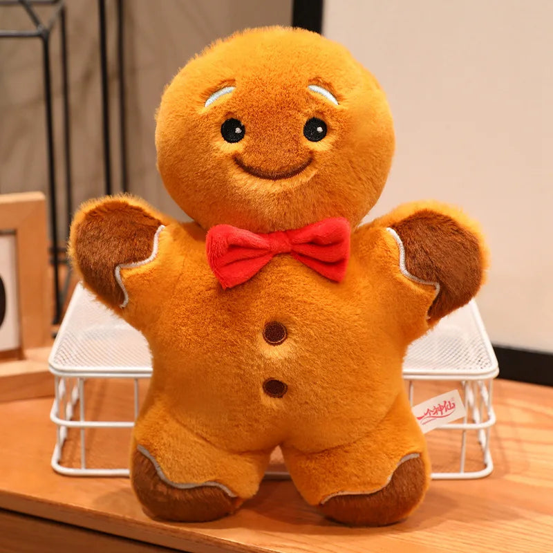 Cute Christmas Gingerbread Man Plush Toy Chocolate Cookie Doll Christmas Tree Santa Claus Decor Christmas Gift Box For Kids