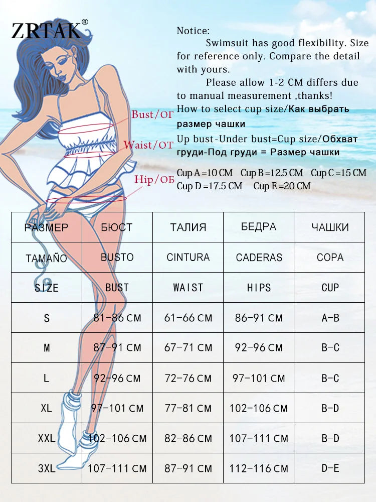 ZRTAK Swim Suit Women Swimsuit Push Up Bikinis 2025 Bathing Suit Sexy Bikini Sets Swimwear Print Beachwear Print Biquinis