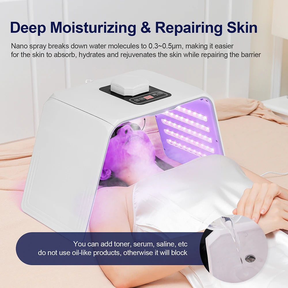 Photon LED Face Mask 7 Colors Nano Spray Beauty Machine Deep Moisturize Skin Care Home Use LED Beauty Mask