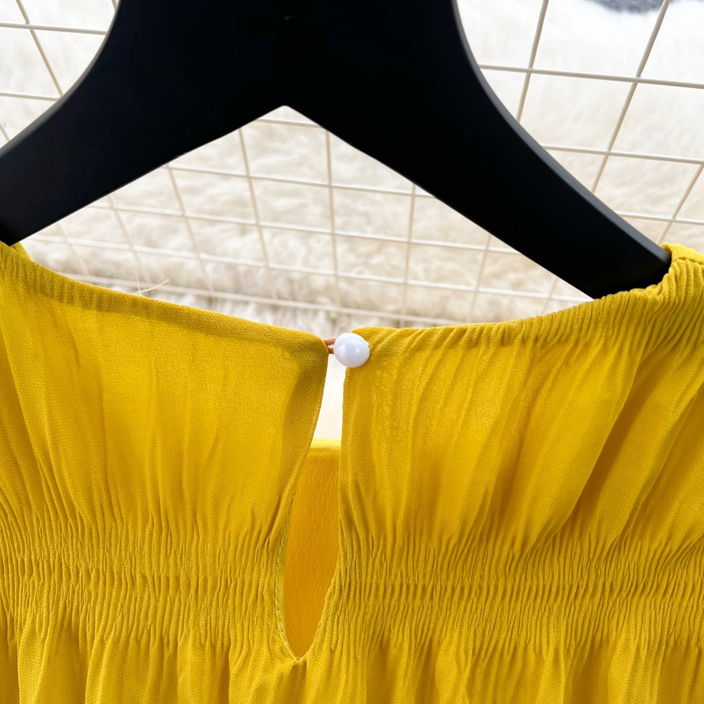 Autumn Vintage Women Draped Loose Midi Dress Elegant Round Collar Puff Long Sleeve Robe Casual Yellow/Burgundy/Green Vestido New