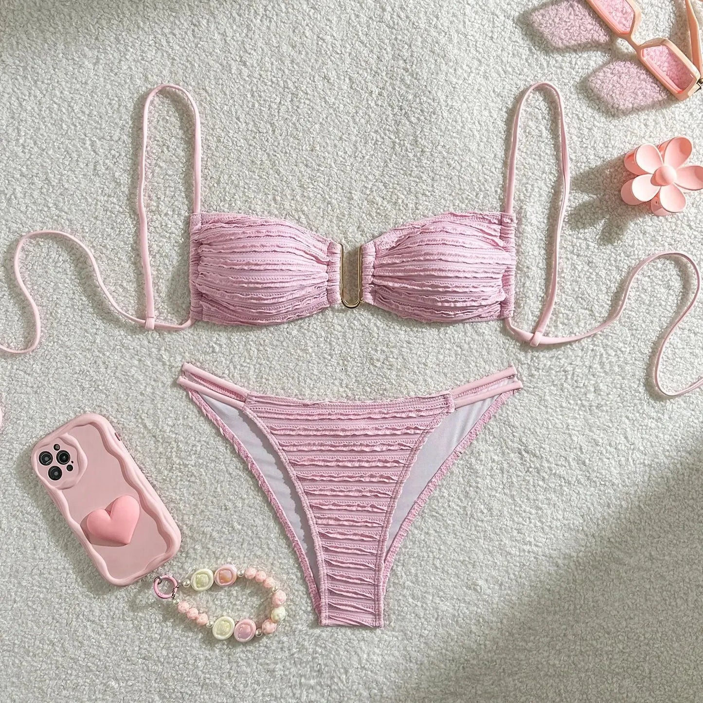 Sexy Bikinis Bathing Suit Women Sexy Lace Up Backless Hollow Out Thong Split Micro Bikini Summer 2025 New Spice Girl Beachwear