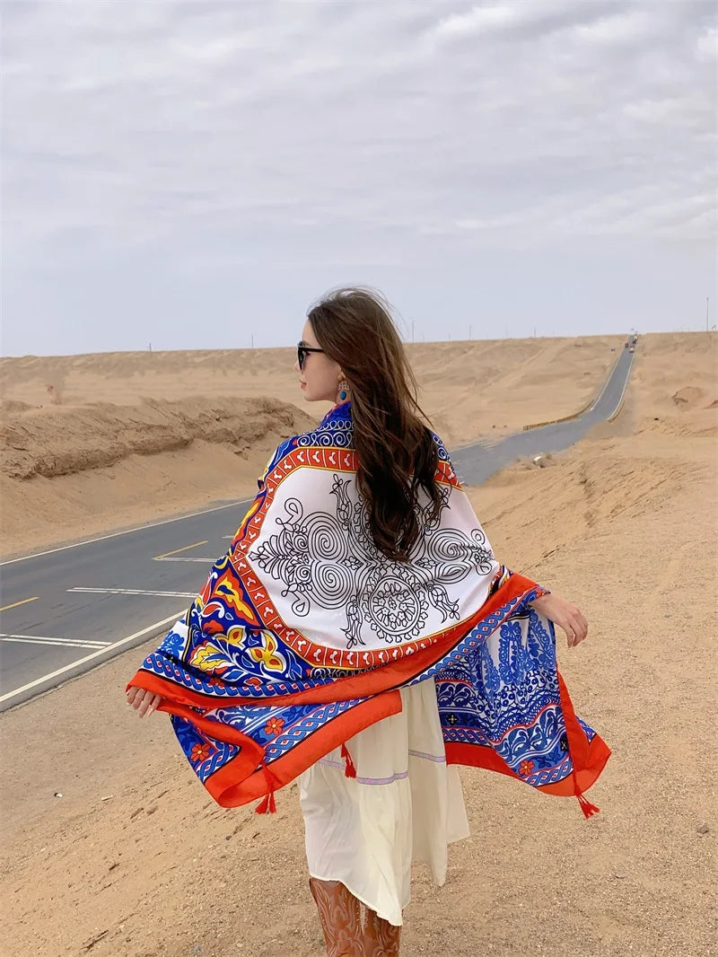Travel Beach Sunscreen Scarves for Women Bikini Large Sarong Wrap Scarf Brazilian Swimsuit Bathing Cover-ups 17 Styles 90x180cm