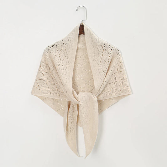 Triangle Shape Striped hollow out  shawl Autumn Korean Style Sun Protection Cape elegant  Wraps Knitting Stripe Knitted Shawl