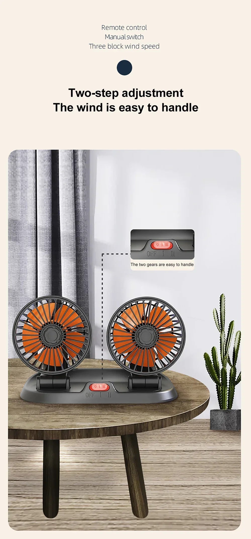 Car 5V 12V 24V Fan Cooling Car Fan Dual Head Usb Car Fan 2 Speeds Adjustable Auto Cooler Air Fan Car Accessories Wind Regulation