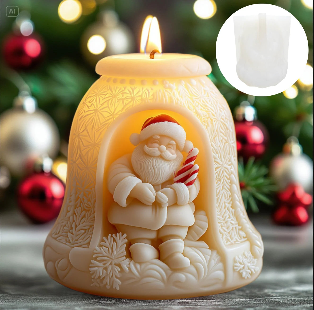 Smile Santa Claus Giving Gift Cylindrical Scented Candle Silicone Mold Santa Claus Hold Gift Resin Plaster Molds Christmas Gift