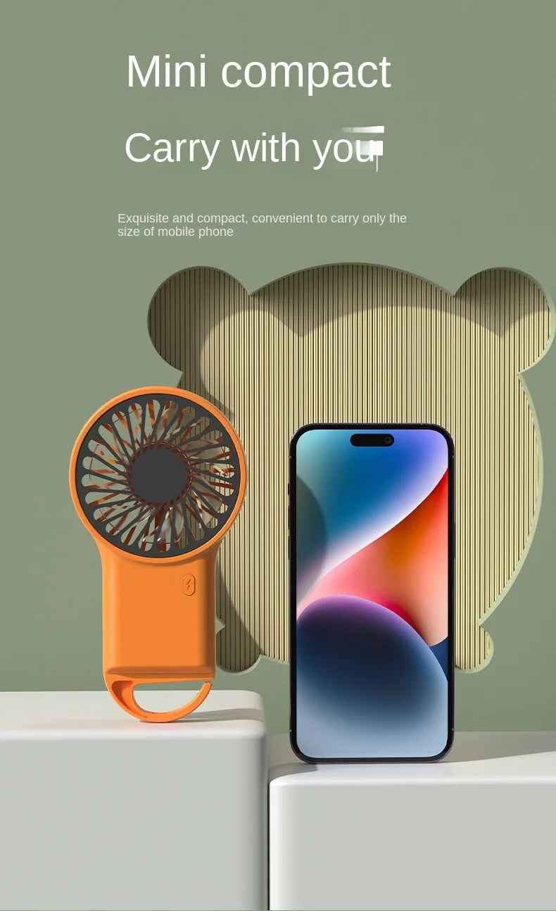 Cooling Electric Fan 3 Wind Speed Portable Pocket Fan For Travel Indoor Outdoor Usb Desktop Rechargeable Handheld Fan with Hook