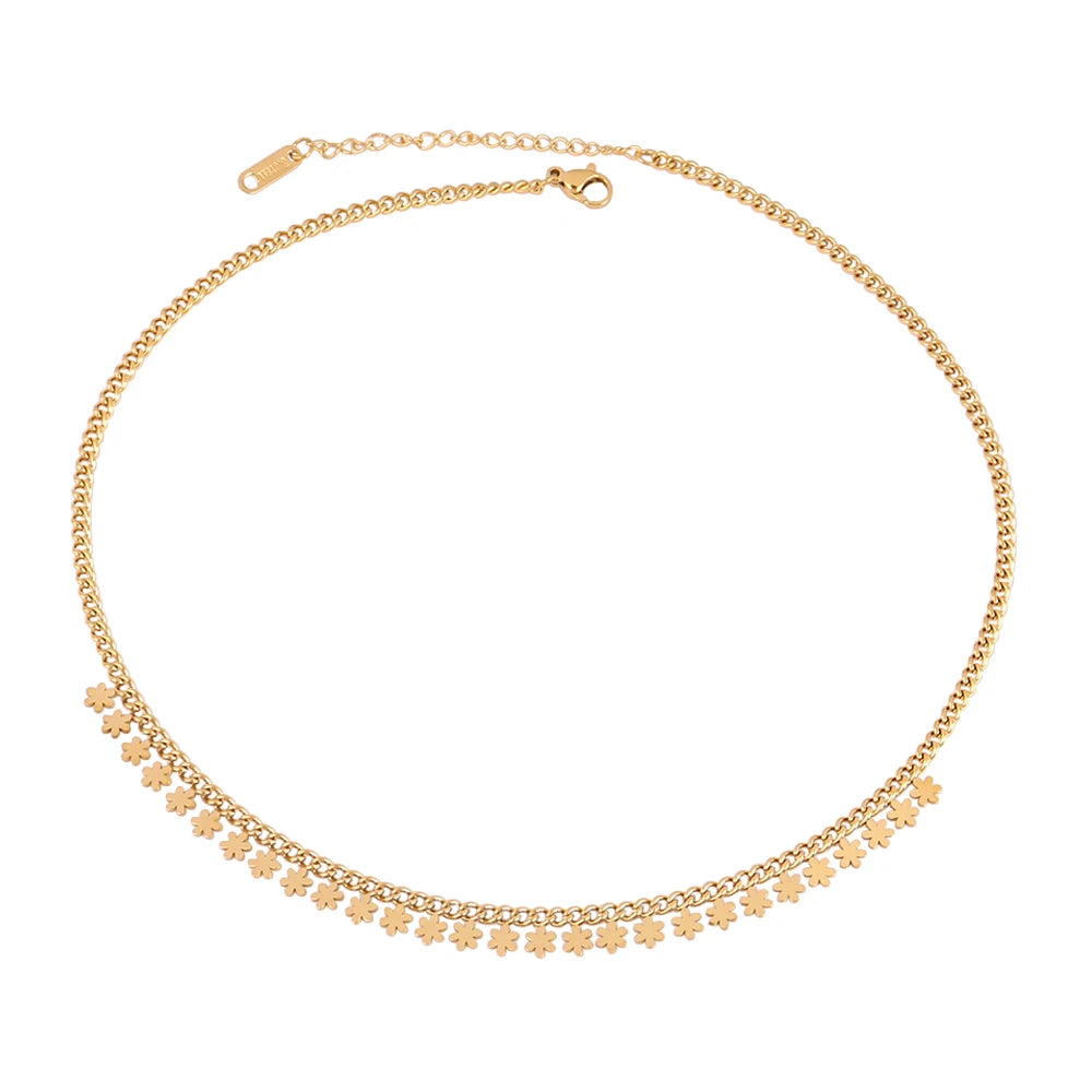 Trendy Stainless Steel Necklace For Women Gold Silver Color Round Geometric Pendant Necklace Choker Snake Chain Necklace Jewelry