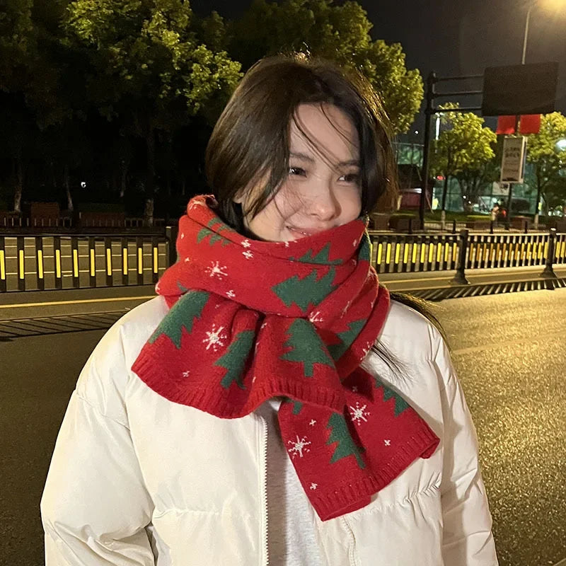 fashionable Christmas Tree scarf warm shawl Christmas scarf student couple Christmas gift 2026 Winter Warm Neck Protection Scarf