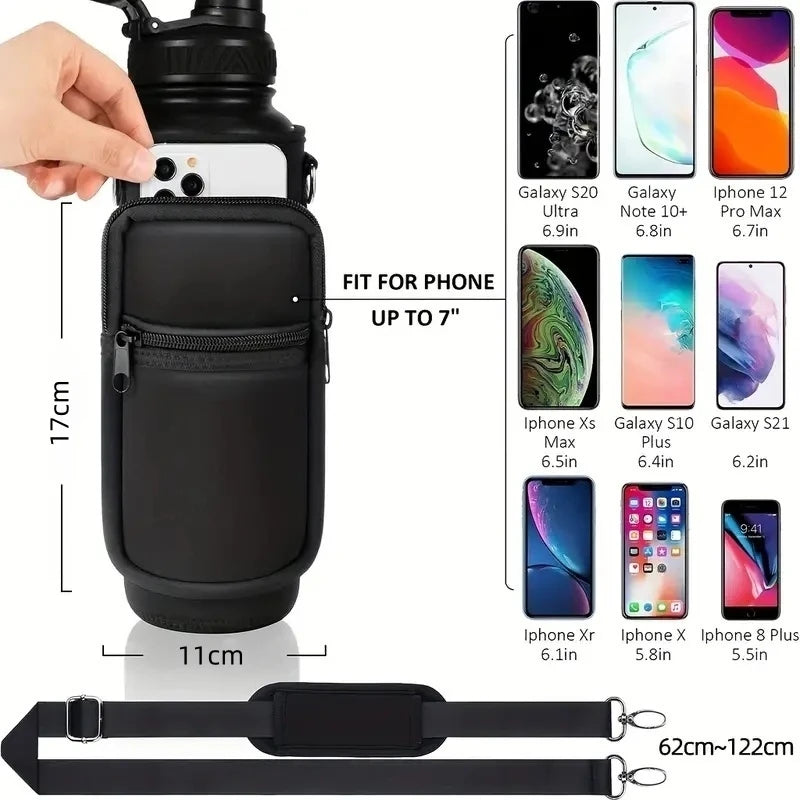 Water Bottle Covers Neoprene Handheld Crossbody Shoulder Water Kettle Carrier Holder Bag With Straps Outdoor Drinkware Accessory