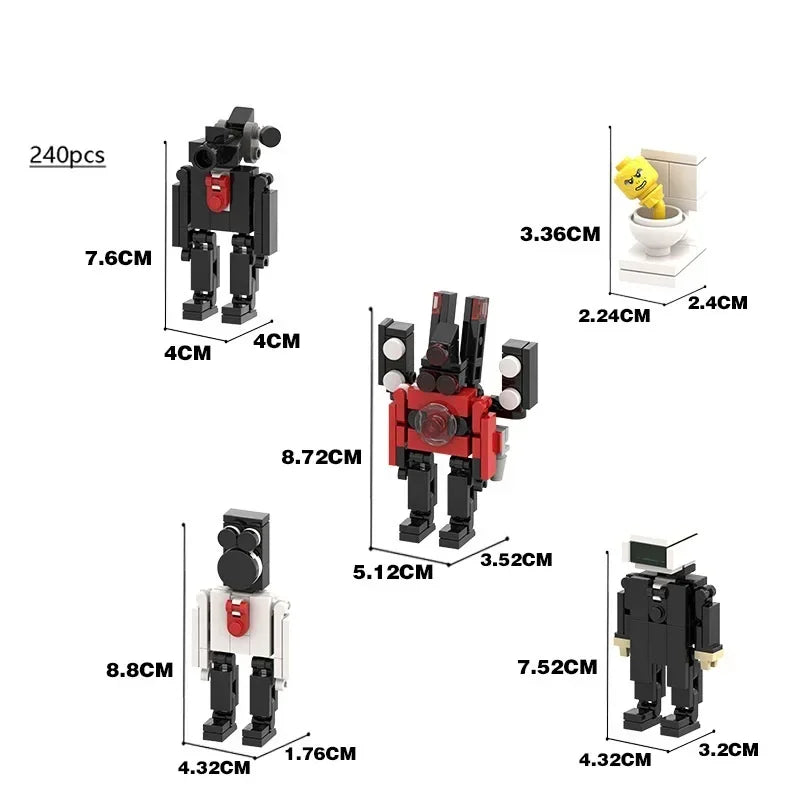 New Skibidi Toilet Titan Guitor Speaker Man Building Blocks Set With Battle-axe Creative DIY Bricks Toys For Boys Christmas Gift