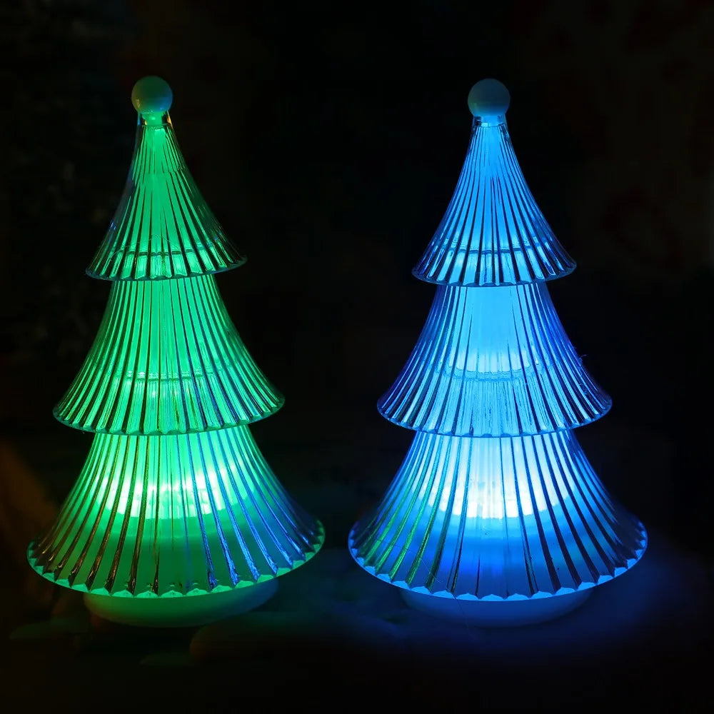 2/1pcs Christmas Decoration Ornaments Mini Luminous Crystal Christmas Tree High-end Desktop Ornaments Christmas Gift Lights