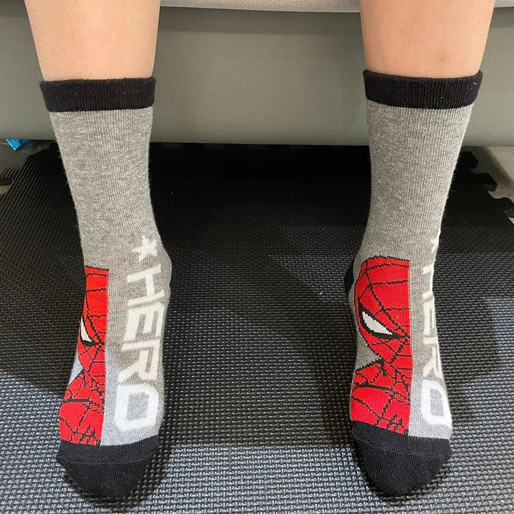 5 Pairs Spiderman Children's Socks Kawaii Soft Marvel Kids Boys Socks MiddleTube Cartoon Baby Socks Christmas Gift 2-9 Years Old