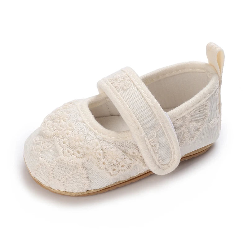 Cute Lace Baby Princess Shoes for Spring And Autumn 0-18M Infant Girls Anti-Slip Rubber Sole Bow Detail Anti-Slip Footwear