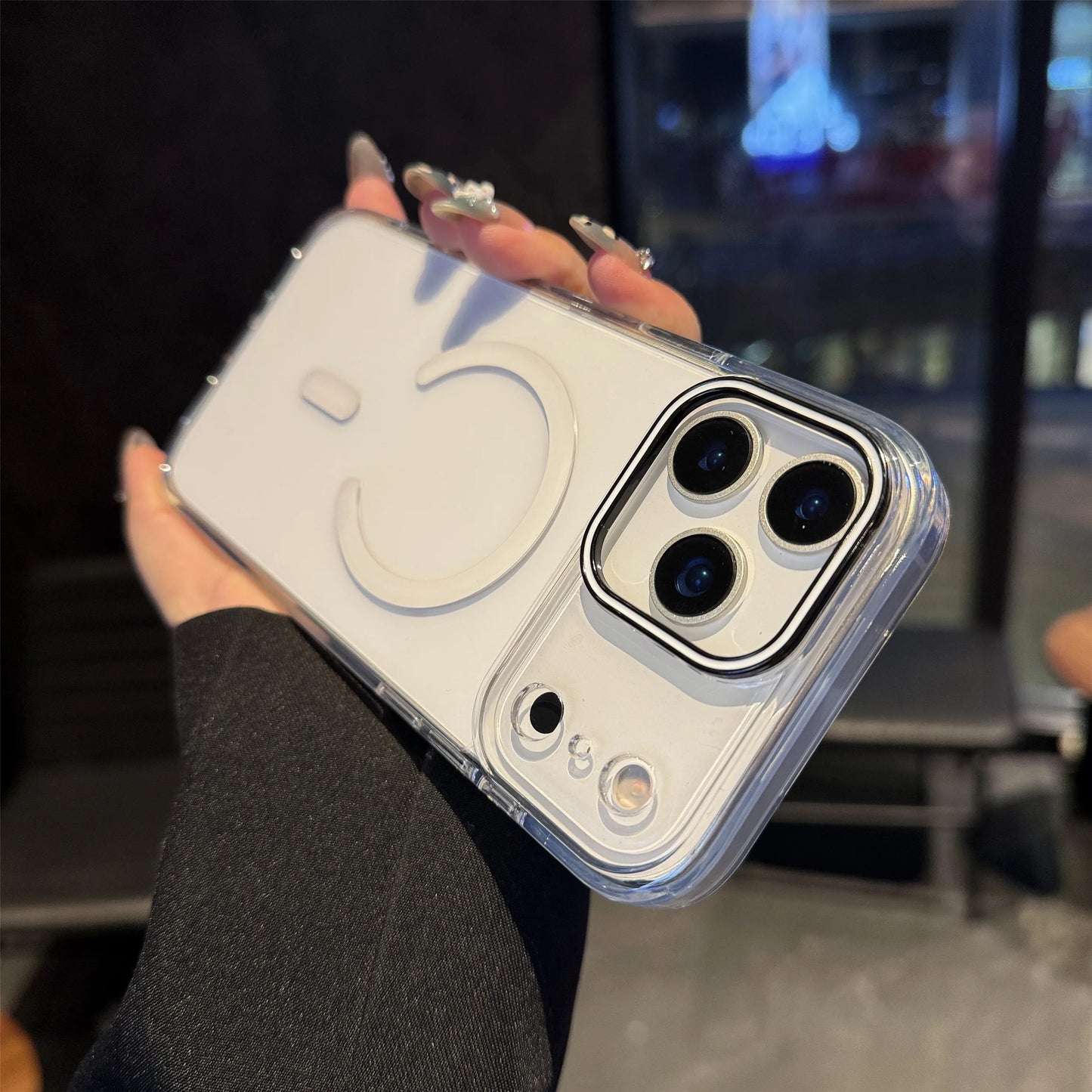 High Clear Acrylic Backplate Magnetic Phone case for iPhone 17 Air 16 15 14 Pro Max Integrated Touch Button PC Shockproof Cover