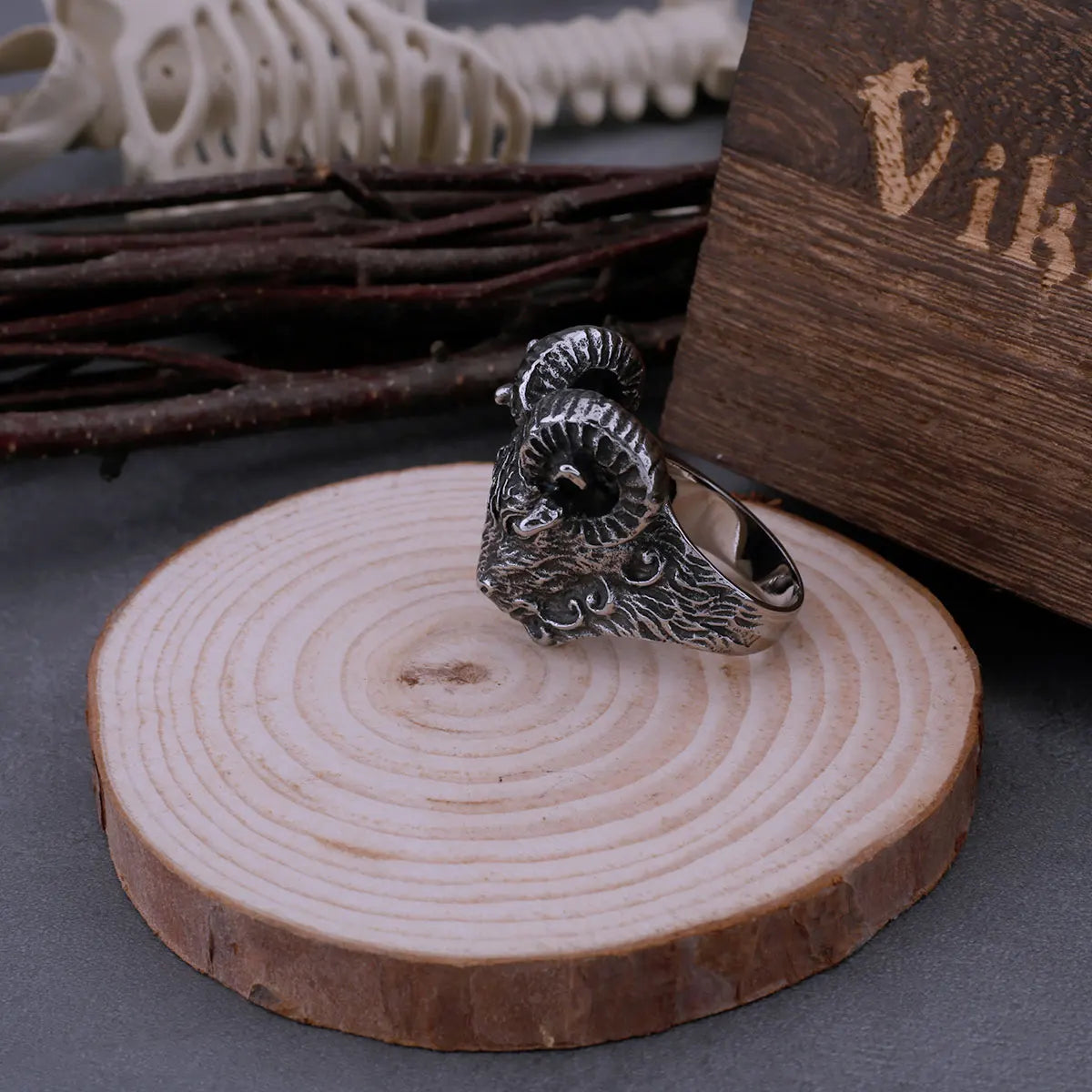 316L Stainless Steel Vintage Goat Sheep Animal Rings Men's Fashion Hip Hop Biker Rings Animal Jewelry Birthday Creative Gifts