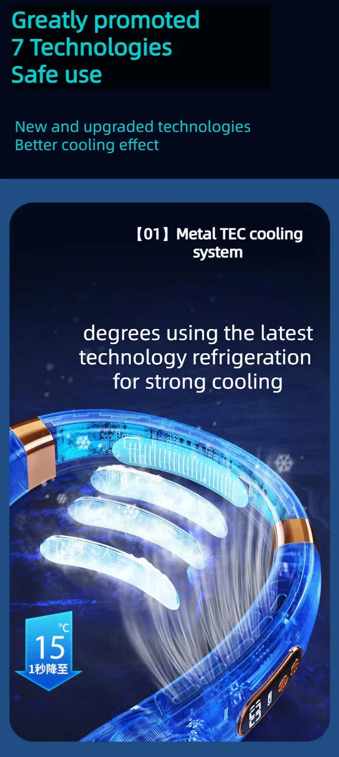 Portable Neck Fan Personal 4000mah Bladeless Cooling Neck Fan Blow Cold Air Neck Cooler Wearable Fan Around Your Neck Adjustable