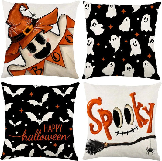 Spooky Halloween Pillowcases: Witch, Ghost, Bat, and 'Spooky' Designs for a Hauntingly Fun Season! Sofa cushion cover, gift