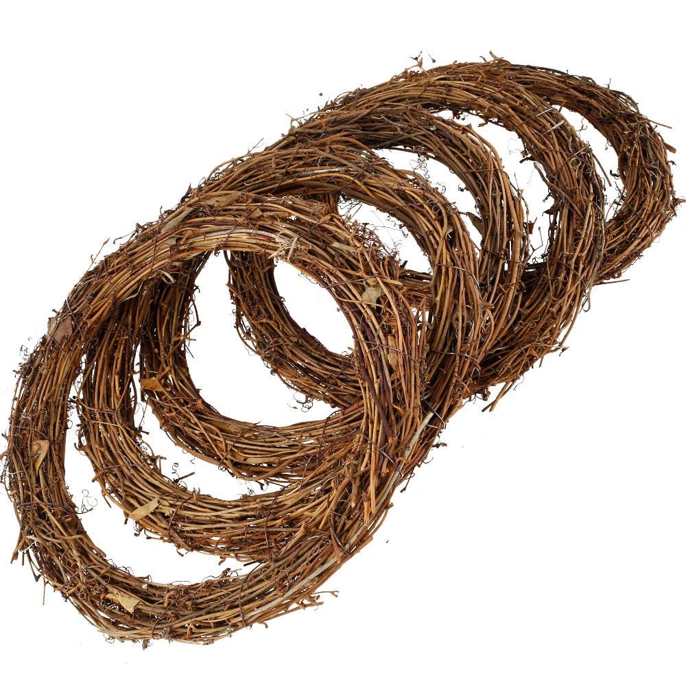 3/5Pcs Round Natural Rattan Wreath Stem Branch Ring Garland Wedding Birthday Party Decor Supplies Christmas Gift 15//20/25/35cm
