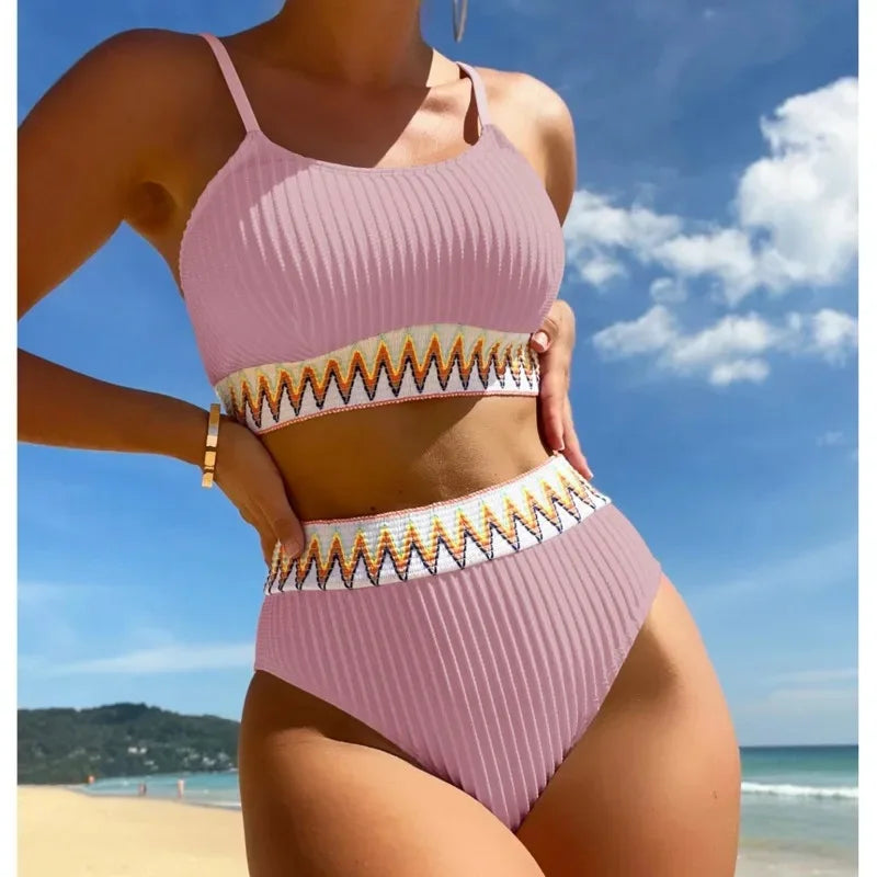 Sexy High Waist Bikinis 2025 Swimsuits Women's Swimwear Push Up Female Beach Swimming Wear Bathing Suits Bikini Set Pool Bather