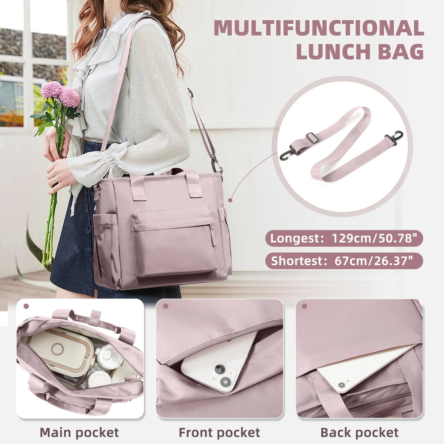 Large Lunch Bag Insulated Cooler Bag Lunch Box, Thermal Bag for Work Picnic, Portable Cool Box Reusable Tote Lunch Bag Carry Bag