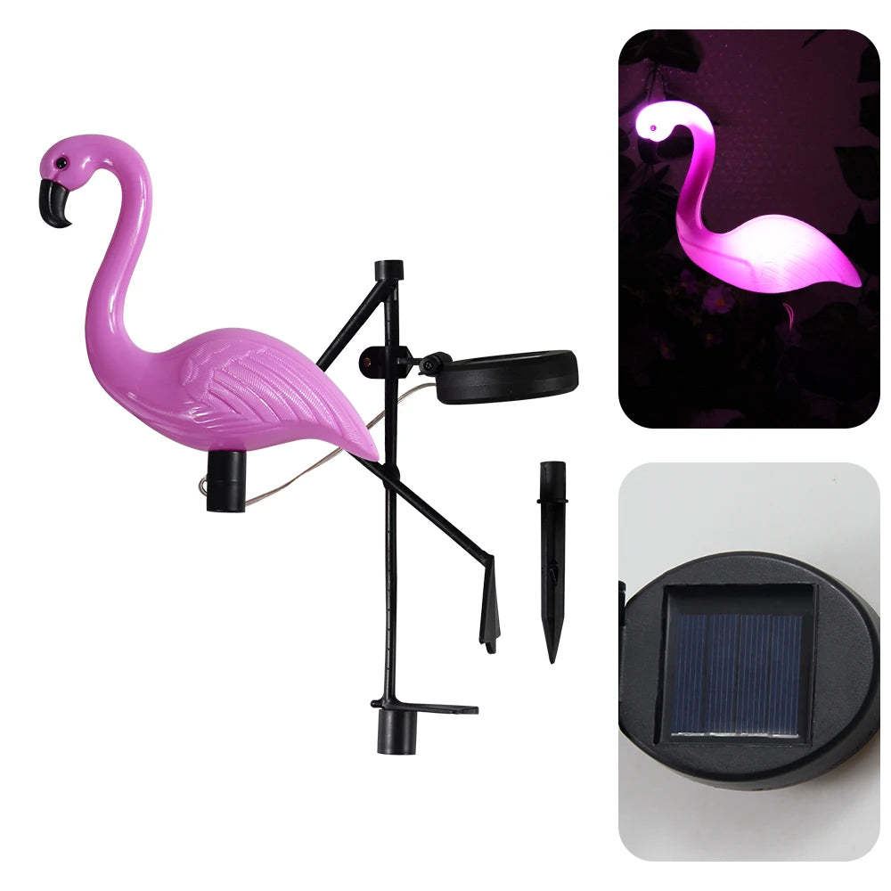 Solar Flamingo Light Waterproof Solar Garden Lights Outdoor Decor Pink Flamingo Christmas Gift for Yard Lawn Walkway Pathway