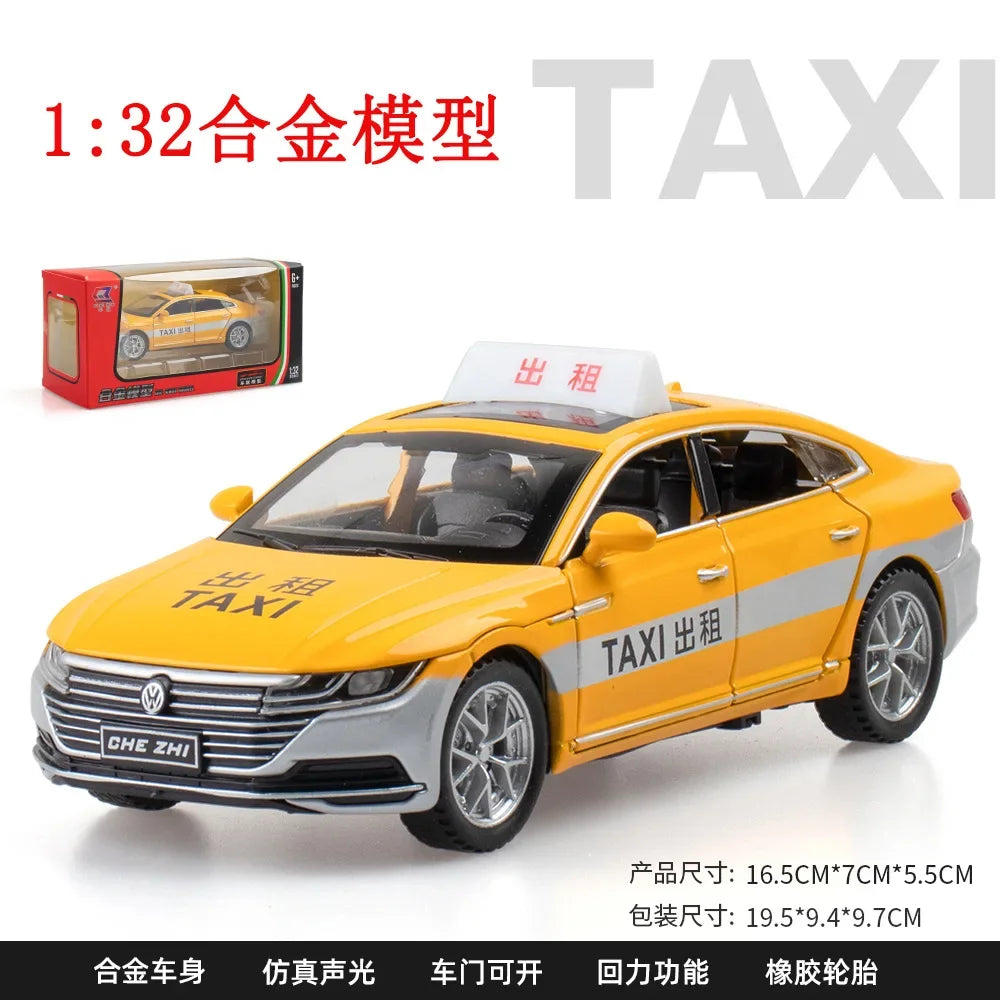 1:32 Volkswagen CC Taxi Car Model Alloy Car Die Cast Toy Car Model Sound Light Children's Toy Collectibles Christmas gift ﻿A563
