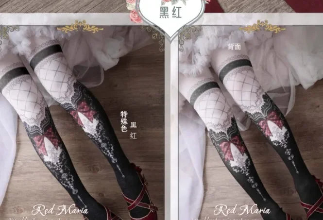 Japanese Style Lolita Socks Vintage Original Print Pantyhose Lady Girls Autumn Winter Tights Stocking Fashion Leggings