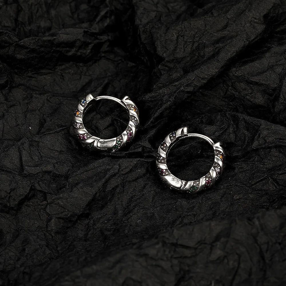 925 Sterling Silver Rainbow Zircon Ring Earrings For Women Wedding Luxury Designer Jewelry Accessories Wholesale