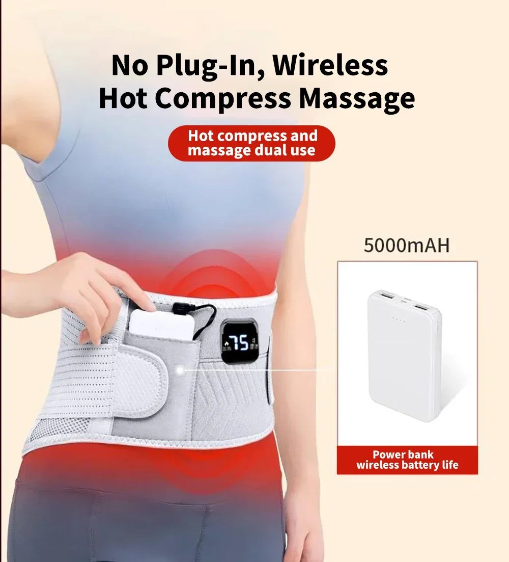 Electric Heating Waist Hot Compress Massager Vibration Lumbar Brace Belt Waist Back Massage Pain Relief Care Blood Circulation