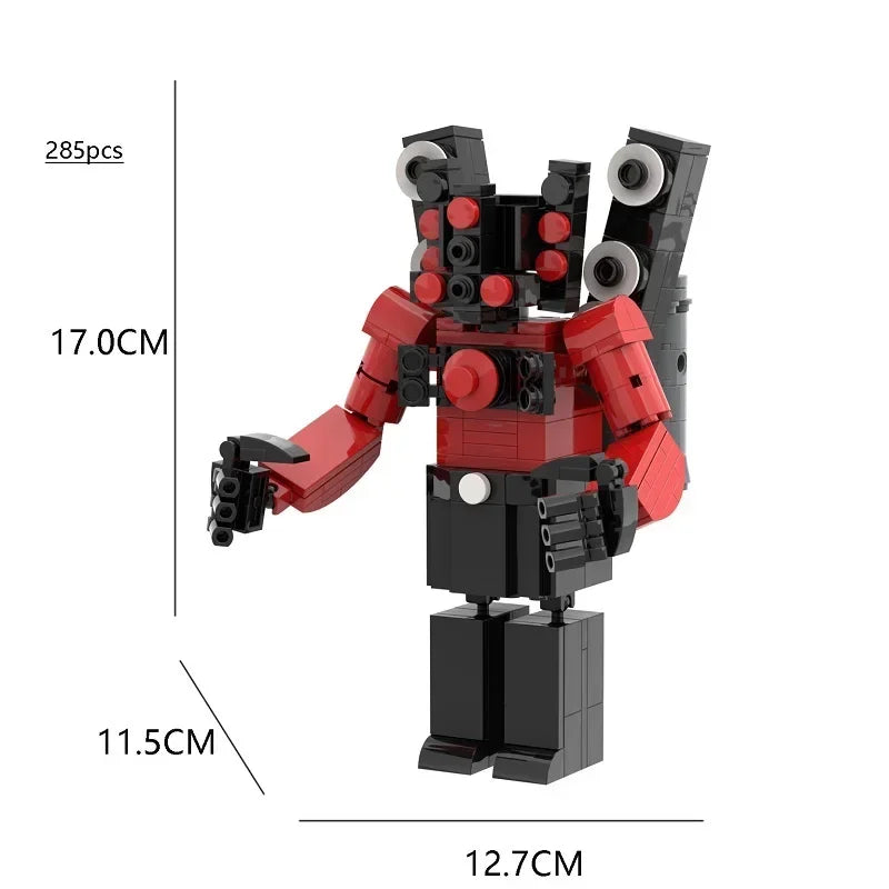 New Skibidi Toilet Titan Guitor Speaker Man Building Blocks Set With Battle-axe Creative DIY Bricks Toys For Boys Christmas Gift