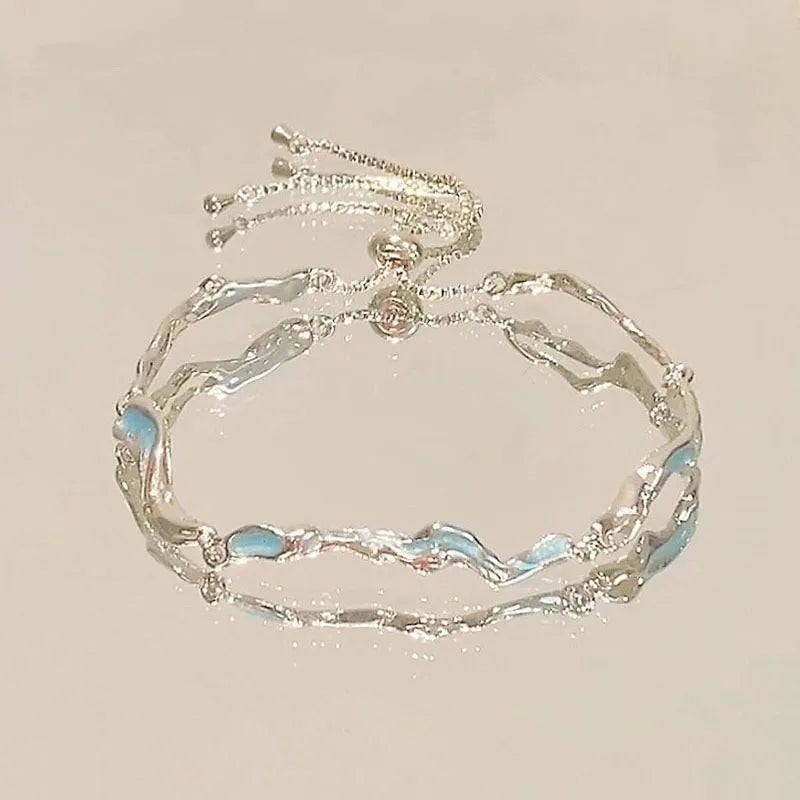 Elegant Crystal Flowers Bracelet For Women Y2K Sweet Girls Moon Cherry Blossom Bow Zircon Bracelets Luxury Designer Jewelry Gift