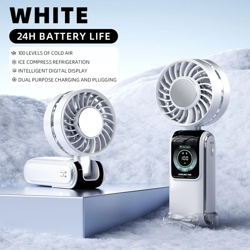 Ice Pack High-speed Fan Refrigeration Handheld Small Powerful Cooling Air Portable Usb Charging Outdoor Large Wind Fan