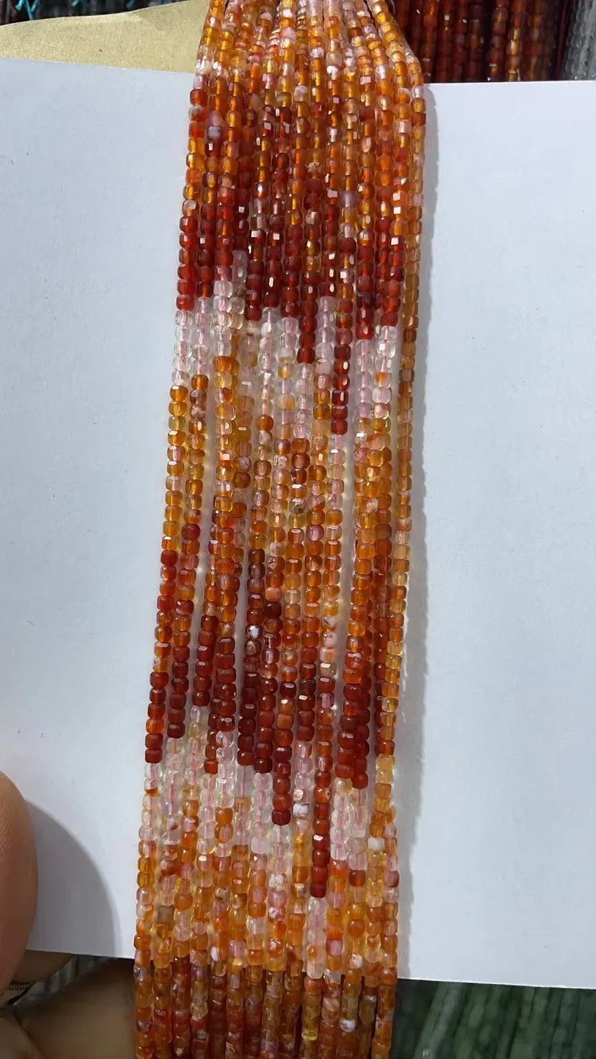 Natural Rainbow Tourmaline Cube Faceted 2.5X2.5mm Length38.5cm