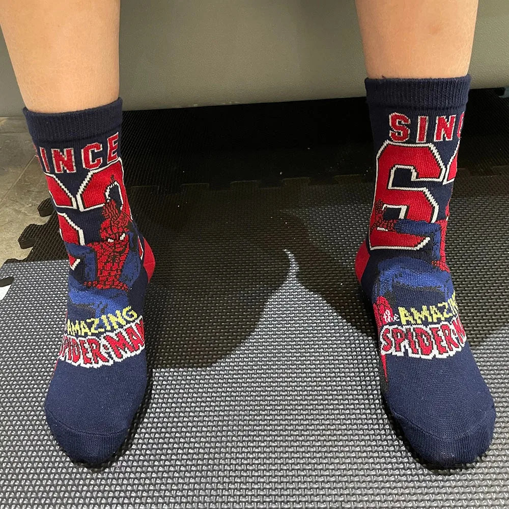 5 Pairs Spiderman Children's Socks Kawaii Soft Marvel Kids Boys Socks MiddleTube Cartoon Baby Socks Christmas Gift 2-9 Years Old