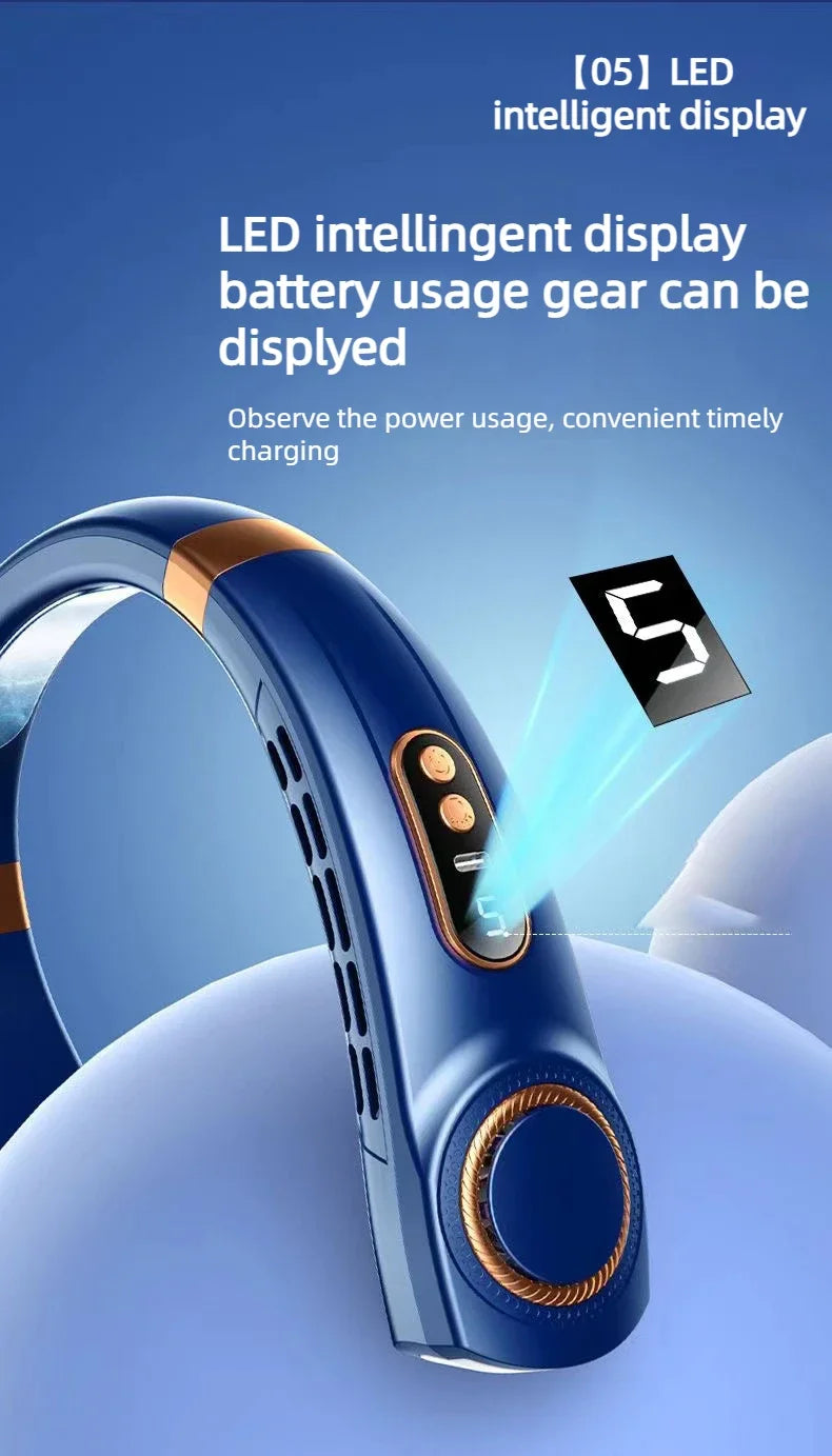 Portable Neck Fan Personal 4000mah Bladeless Cooling Neck Fan Blow Cold Air Neck Cooler Wearable Fan Around Your Neck Adjustable