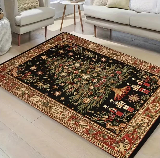 1pc Merry Christmas Area Mat Suitable for Living Room Bedroom Kitchen Christmas Gift Room Mat Christmas Retro Home Decoration