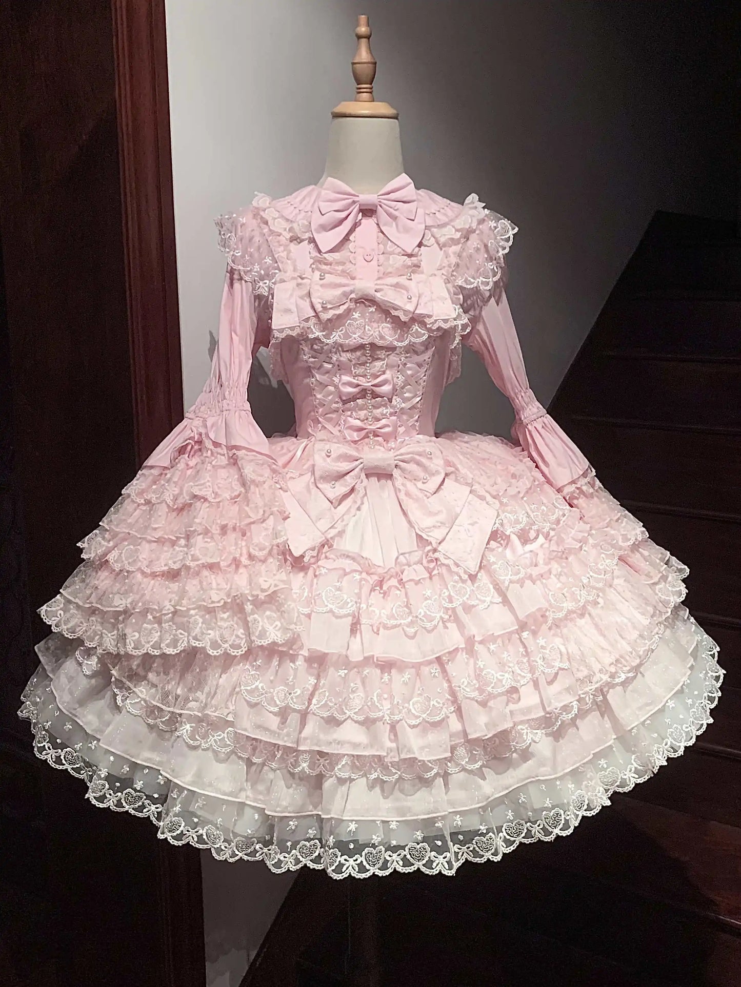 Original Design Lolita Jsk Suspender Dress Sweet Girl Women's Long Sleeve Inner Shirt Cute Princess Sling Cake Dress with Cape