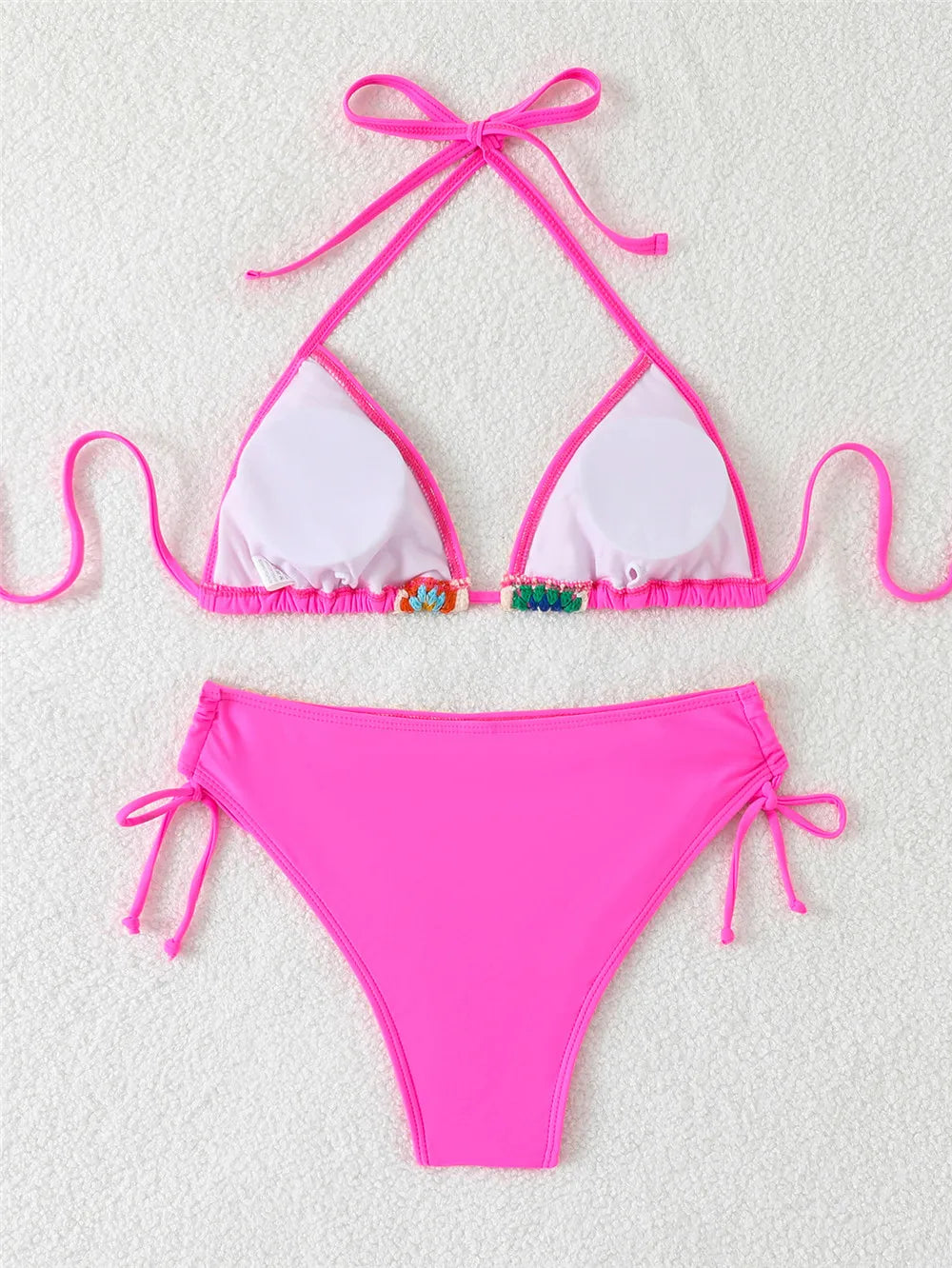 Black Thong Micro Knitted Crochet Bikini 2025 String Halter Swimwear Sexy Swimsuit Women Lace-up Bathing Suit Black Bikinis Sets