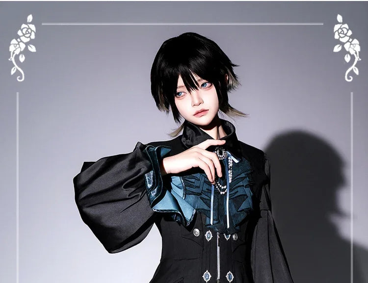 Original Dark Goth Prince Clothing Set New Spring Summer Women's Cool Black Shirt Irregular Vest Shorts 3 Piece Suit Outfits